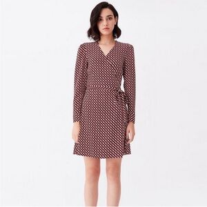 Diane Von Furstenberg Saville Crepe Mini Wrap Dress Women's Size Large